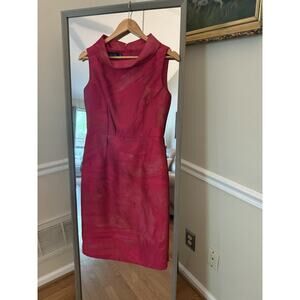 Teri Jon Rickie Freeman Pink Sleeveless Linen Dress Sz 4 Sheath